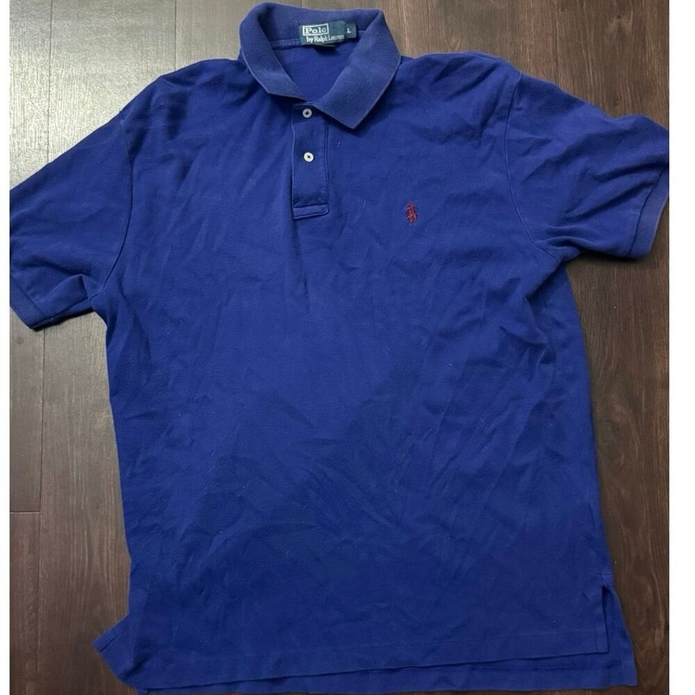 Polo Ralph Lauren Men’s Polo Shirt Blue Red Pony Logo Short Sleeve Size L